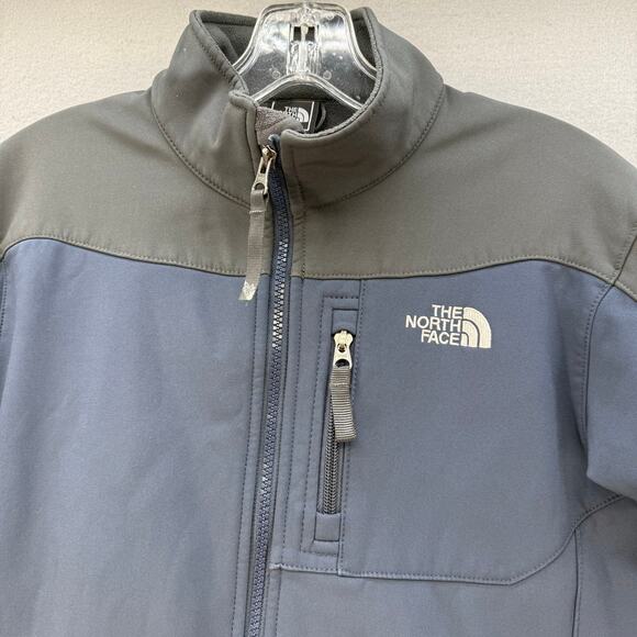 The North Face Soft Shell Jacket Boys L Grey Blue Full Zip Color Block Outdoor - Picture 5 of 12